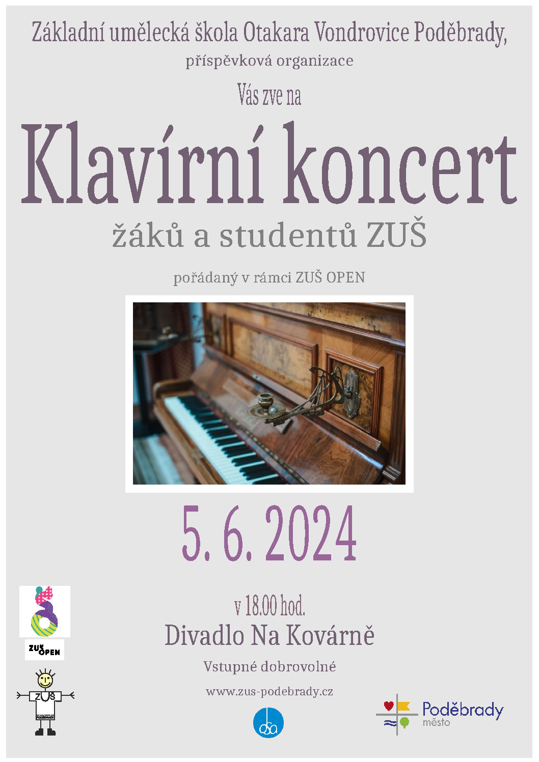 Klavírní koncert žáků a studentů ZUŠ Poděbrady